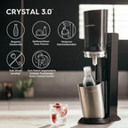 Wassersprudler Crystal 3.0 Quick-Connect CO2-Zylinder und 3x Glaskaraffen, Silber, Schwarz/Titan