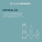 Wassersprudler Crystal 3.0 Quick-Connect CO2-Zylinder und 3x Glaskaraffen, Silber, Schwarz/Titan