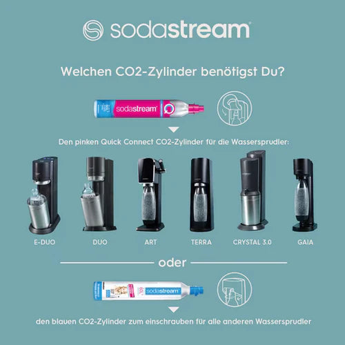 Wassersprudler Crystal 3.0 Quick-Connect CO2-Zylinder und 3x Glaskaraffen, Silber, Schwarz/Titan