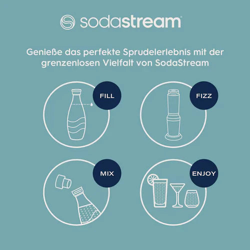 Wassersprudler Crystal 3.0 Quick-Connect CO2-Zylinder und 3x Glaskaraffen, Silber, Schwarz/Titan